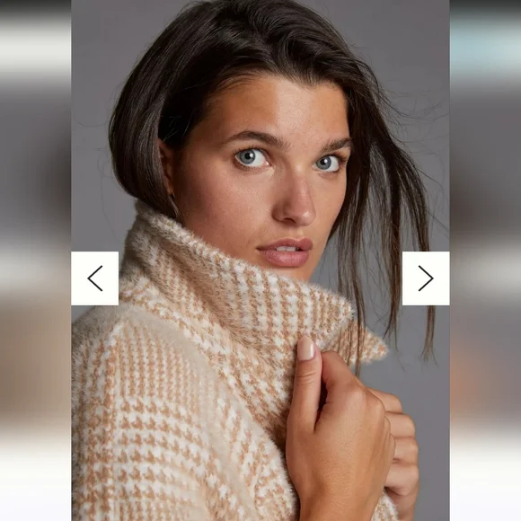 Anthropologie Greylin Houndstooth Jacket Sz M Petite Cream/Tan - Picture 4 of 13